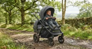 An all-terrain travel system pushchair designed for British pavements and country paths, offering great value for under £500.