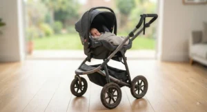 A versatile all-terrain pushchair travel system featuring an infant car seat attached to the frame