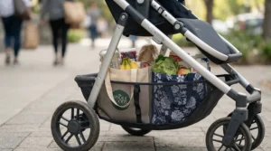 Checking the shopping basket capacity on a budget pushchair under £100