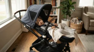 Adjusting the flat recline seat on a pushchair £100 to £300 for a sleeping toddler.